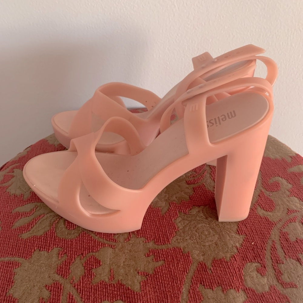 Pale pink rubber platform sandals. Worn once and in pristine condition.
